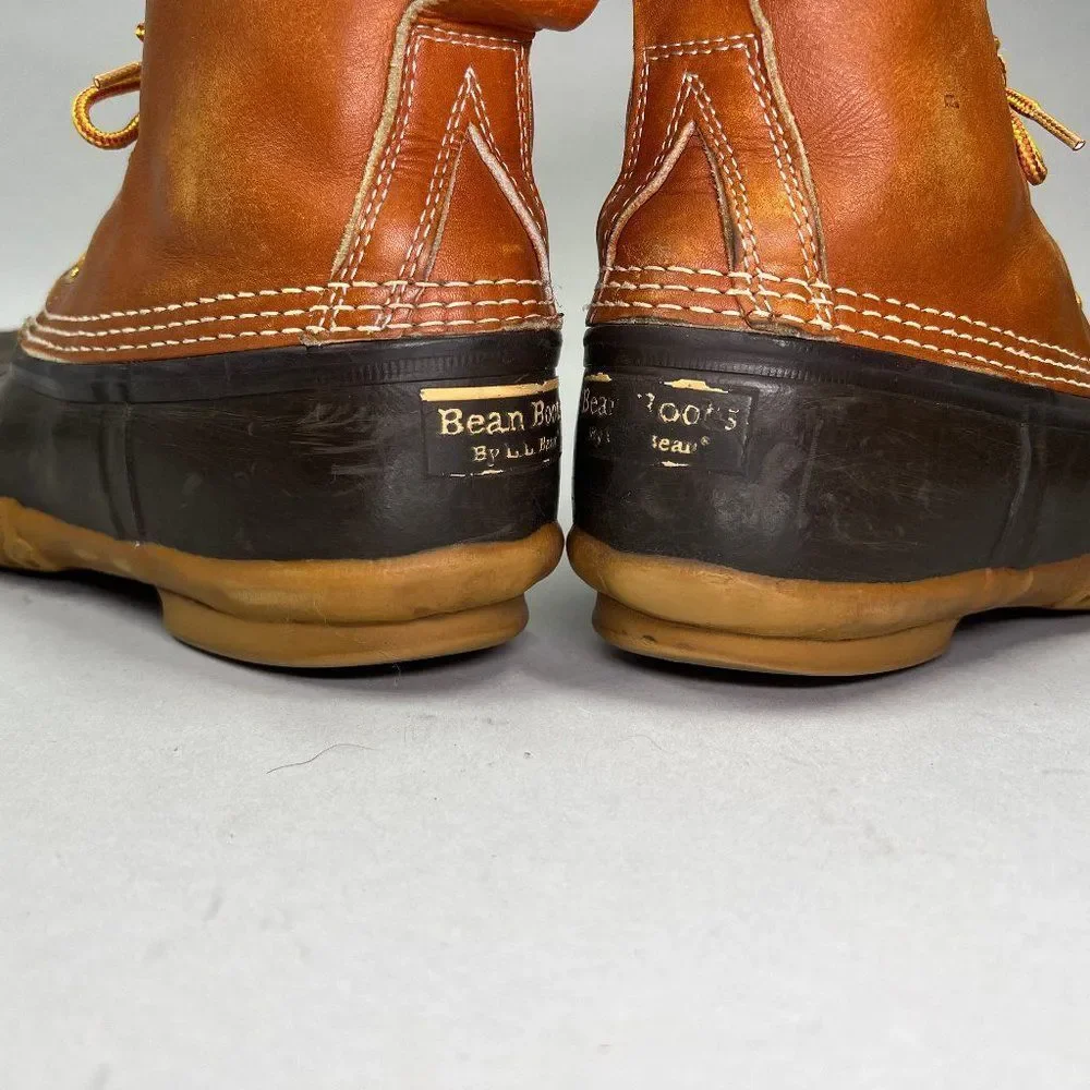 L.L. Bean Bean Boots Mens Size 8 Vintage Brown Leather Rubber Outdoor Waterproof